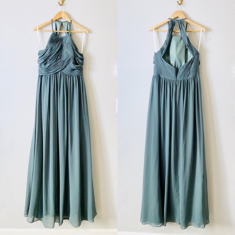 Revelry Mackenzie Chiffon Dress in Platinum Gray
